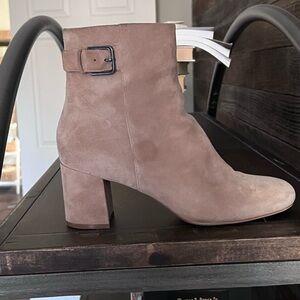 Naturalizer Taupe Suede Block Heel Ankle Boot